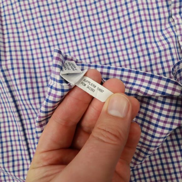 Polo Ralph Lauren Vintage Men's Stanton Purple Plaid Button Up Shirt size Large - Picture 8 of 9